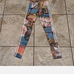Adidas Womens XS Leggings Originals Farm Curso d'Agua Agua Firebird Track Pants